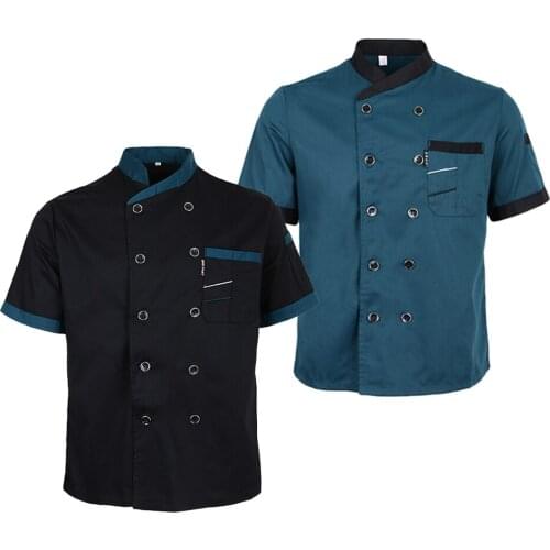 2pcs Chefs Jacket Coat Hotel Kitchen Uniform Short Sleeve Workwear Chefwear