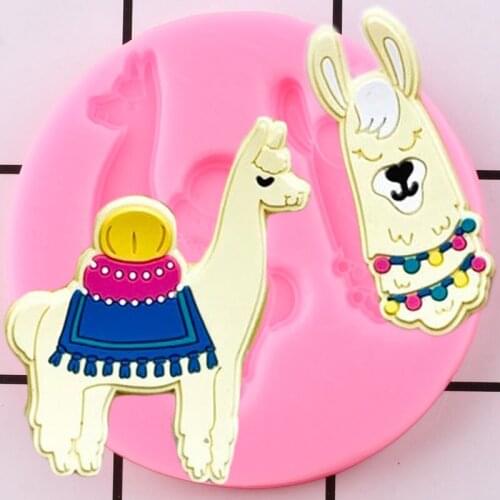 3D Alpaca Cupcake Topper Fondant Mould Baby Birthday Cake Border Silicone Cake Decorating Tools Candy Resin Clay Chocolate Molds
