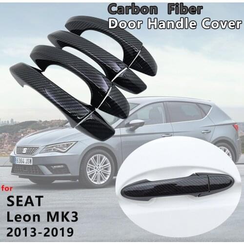 4 PCS Exterior Carbon Fiber Door Handle Cover Catch Trim Car Accessories for Seat Leon MK3 2013 2014 2015 2016 2017 2018 2019