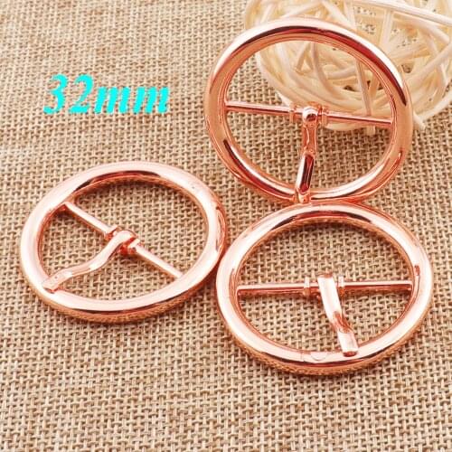 8 PCS Rose Gold Belt Center Bar Buckles 1 1/4"(32mm) Round Strap Fasteners Plating Ring Bag Luggage Shoes Clips Straps Buckle