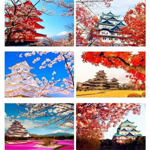 Muxun Full Diamond Painting 5D Diy Plum Blossom House Landscape Cross Embroidery Home Decoration Mosaic Handmake Gift Rp698