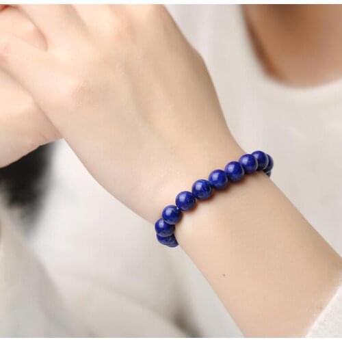 Free shipping Natural Blue Lapis Lazuli Gemstone Beads Stretch Bracelet Bless You 10 mm AAAA