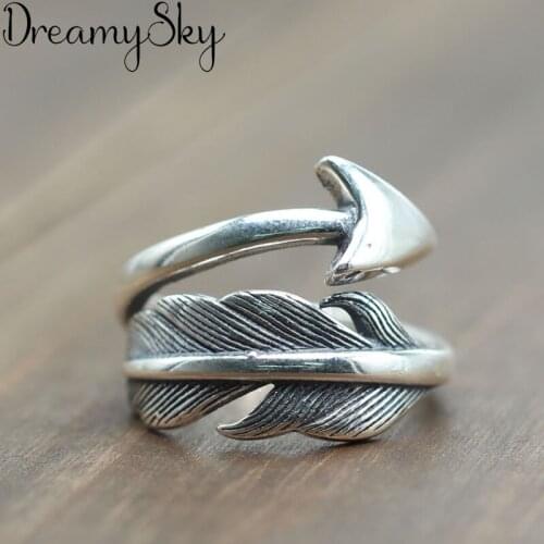 Bohemian Fashion Silver Color Arrow Leaf Rings For Girls Antique Ring Luxury Jewelry Women Wedding Party Gifts