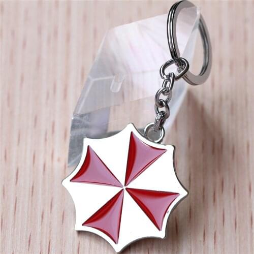 Popular Movie Keychain Biohazard Umbrella Corporation Red Enamel Metal Keyring Fashion Car Key Chain For Fans