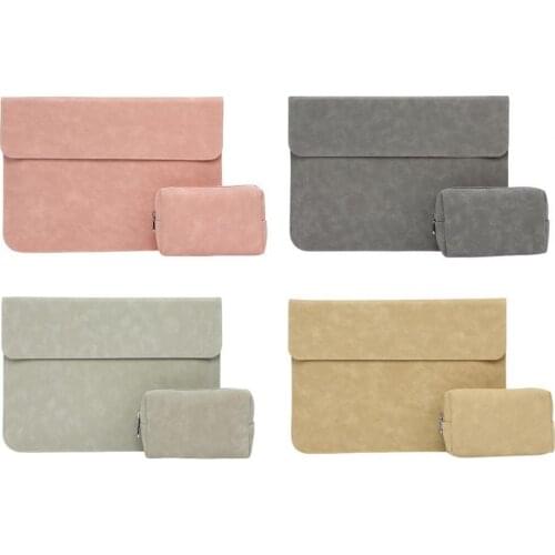 Portable Waterproof Faux Leather Notebook Laptop Liner Sleeve Bag Cover for Macbook Air/Pro 13 Inch Large Capacity