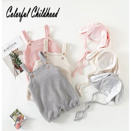 Baby Girls Rompers All Cotton Bunny Ears Hooded Jumpsuit Lovely Toddler Kid Infant Jumpsuit Childrens Autumn Clothes Clothing