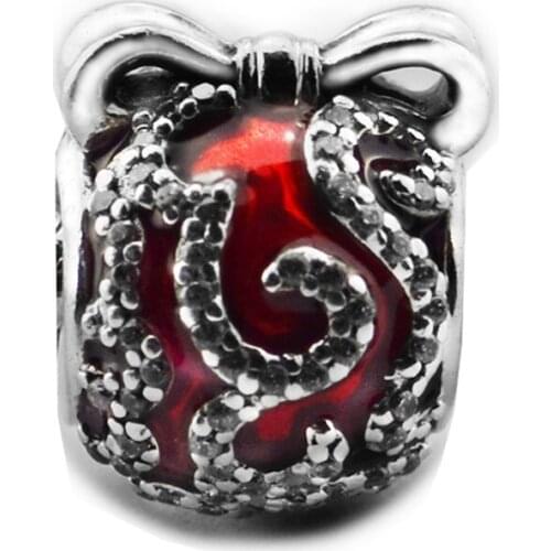 DIY Beads for Jewelry Making Sterling-Silver-Jewelry Bright Ornament Red Enamel Bead Charms Silver 925 Berloque Perles Women