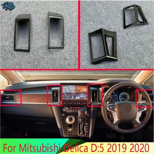For Mitsubishi Delica D:5 2019 2020 Piano Black Air Vent Outlet Cover Dashboard Trim Bezel Frame Molding Garnish Accent Styling