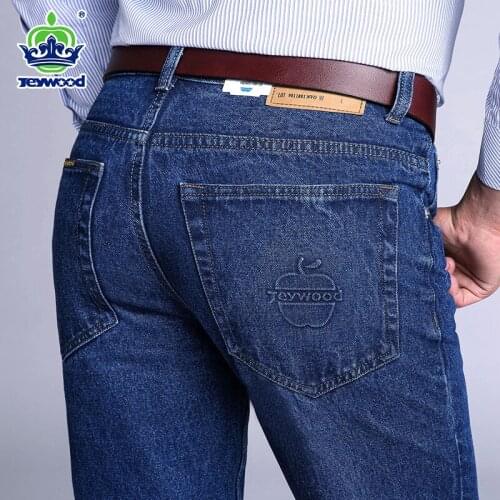 99% Cotton Mens Business Jeans Classic Spring Autumn Straight Stretch Classic Vintage Denim Pants Overalls Fit Trousers Male