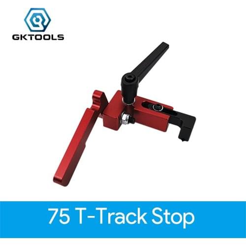 GKTOOLS 75mm Height With T-tracks Stop Miter Gauge Table Saw Aluminium Profile 75mm Height T-tracks Stopper Wood Working Tool