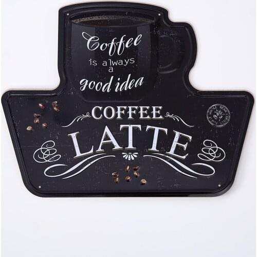 HOT New Arrival Coffee Latte Sign Poster Metal Tin Retro Plaque Decor Cafe Bar Pub Club Art Wall Vintage Home Decoration Plate