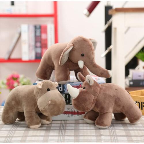 25*20cm Simulation Elephant/Hippopotamus/Rhinoceros Plush Toy Animals Dolls Soft Cotton Baby Brinquedos for Children Gift