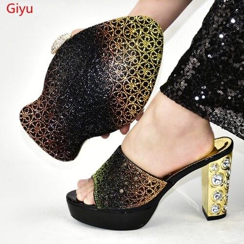 Doershow African black shoe and bag set for party Italian shoe with matching bag new design lady matching shoe and bag!!SKJ1-2