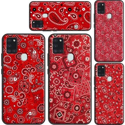 Red Bandana Paisley Cover For Samsung A12 A32 A42 A52 A72 A11 A31 A51 A71 A02 S A20 A30 A40 A50 A70 A20e A21S
