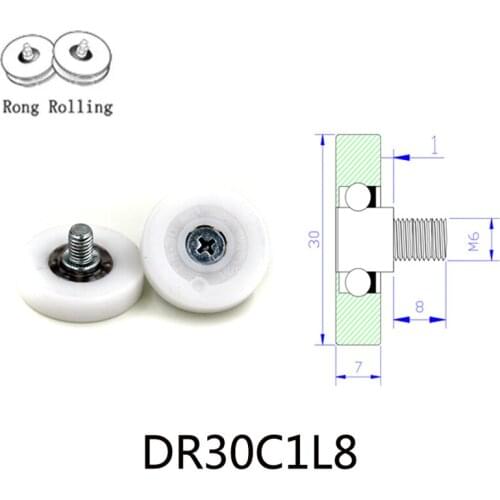 30X7 POM material encapsulated bearing with screw,roller diameter 30mm,thickness 7mm,wardrobe pulley,furniture pulley