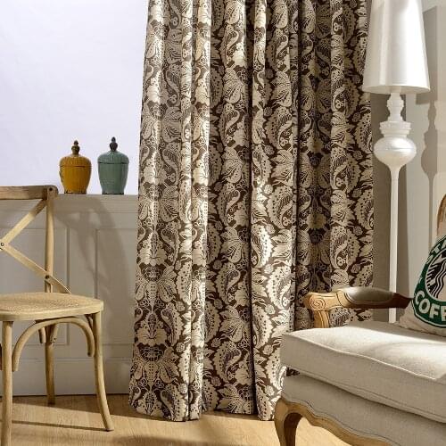 Fashion Style Coffee Leaves Printed Curtains for Living Room Bedroom Decorative Drapes Window Treatments
