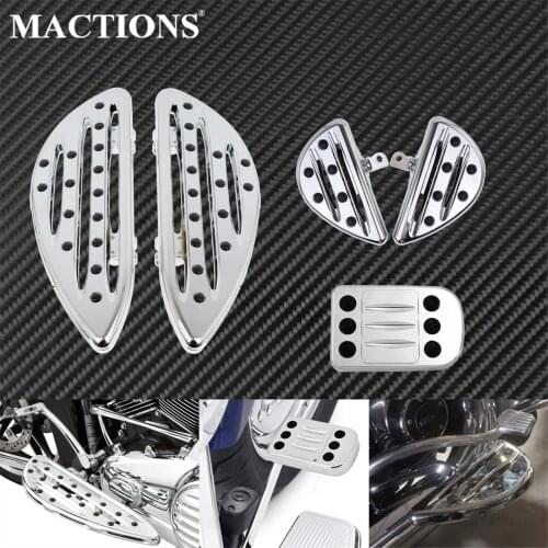 Motorcycle CNC Driver Floorboard Passenger Foot Pegs Rest Brake Pedal Pad Chrome Set For Harley Softail FL Touring Road Glide