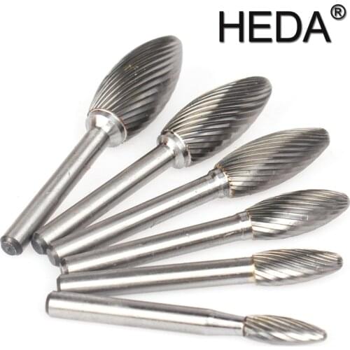 6Pcs H-Series Tungsten Carbide Burr Bit YG8 Alloy Rotary Files Engraving Heads Hand Tools Sets For Grinding Metal Wood Carving