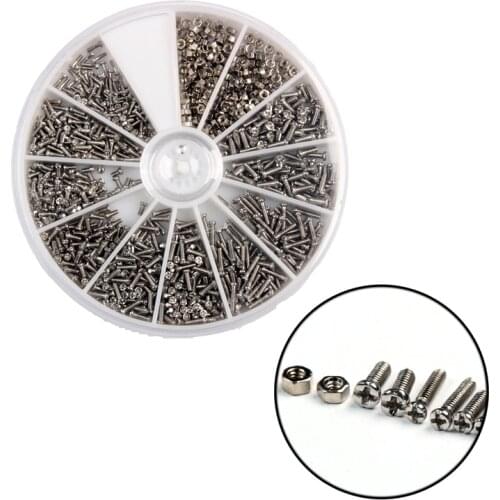 1000Pcs Stainless Steel Screws and Nut Set Assortment Kit Repair Part Tools For Watch Eye Glasses Clock Small Screws