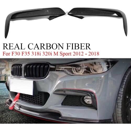 NEW-Carbon Fiber Front Bumper Canards Splitters Fog Lamp Cover Trim For-BMW 3 Series F30 F35 318I 320I M Sport 2012 - 2018