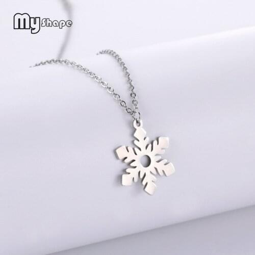 My Shape Snowflake Pendant Necklace for Women Girls Kids Stainless Steel Necklaces Choker Fashion Wedding Jewelry collier femme
