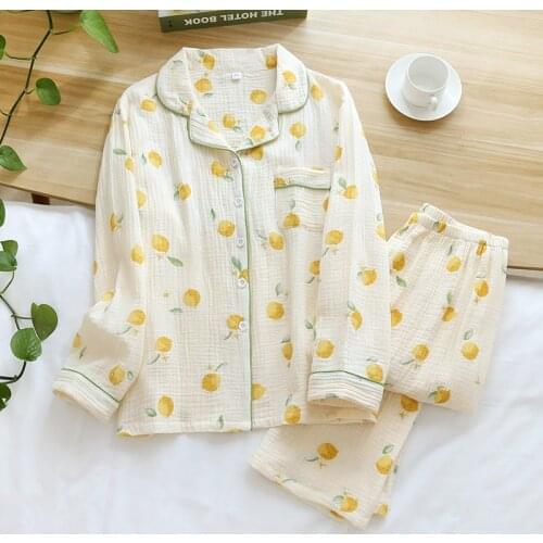 2PCS Summer And Autumn Pajamas Set For Women Pure Cotton Long Sleeve Trousers Sleepwear 3 Colors Female Home Service