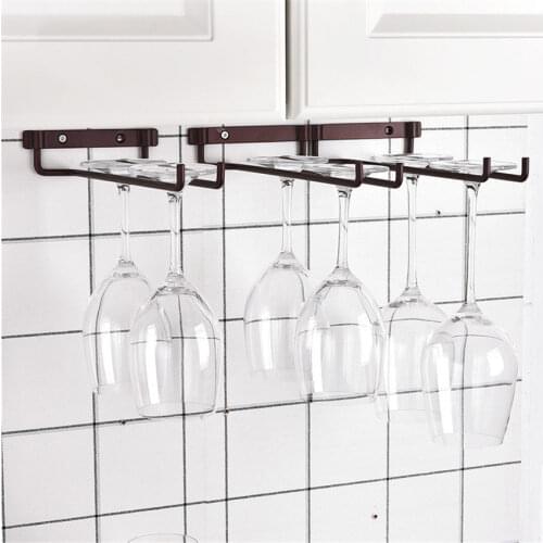 Hanging Metal Wine Cup Stemware Rack Champagne Plated Wine Glass Cup Bottle Goblet Inverted Holder Kitchen Wall Mount Wine Rack