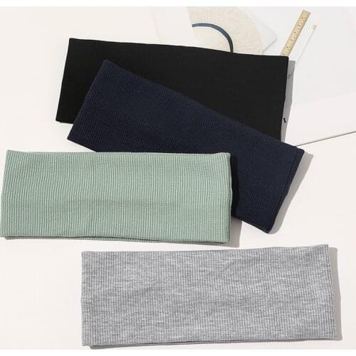Women Solid Ribbed Knitted Warm Headbands Hair Holder Elastic Hairbands Turban Headwraps Fashion Hair Accessories