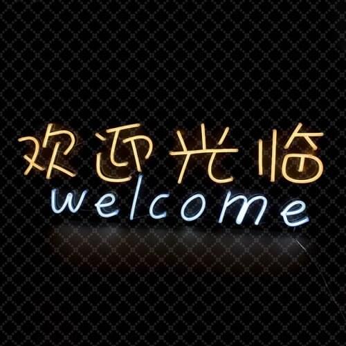 WELCOME Led Neon Sign Light Hanging Party Bar Club Visual Artwork Lamp Wall Decoration Commercial Lighting Neon Bulbs AC110-240V