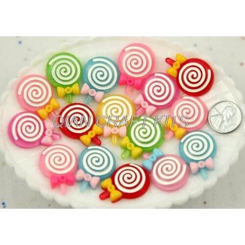 100pcs 30mm Swirl Lollipop Resin Flatback Cabochons
