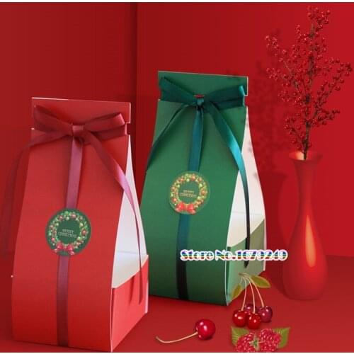 Christmas Eve Apple Box,Peace Fruit stand Box with ribbon,wedding candy biscuit Chocolates pie candy Gift Boxes 100pcs/lot