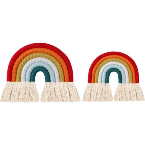 Hand-woven Pendant Macrame Wall Hanging Art Woven Rainbow Tapestry Crafts Decoration For Home Bedroom