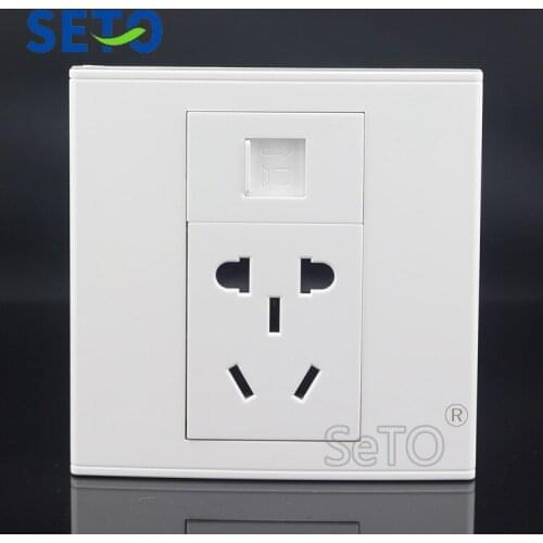 SeTo 86 Type Gigabit Network RJ45 Cat6 + Five Hole Power Socket Wall Plate Socket Keystone Faceplate