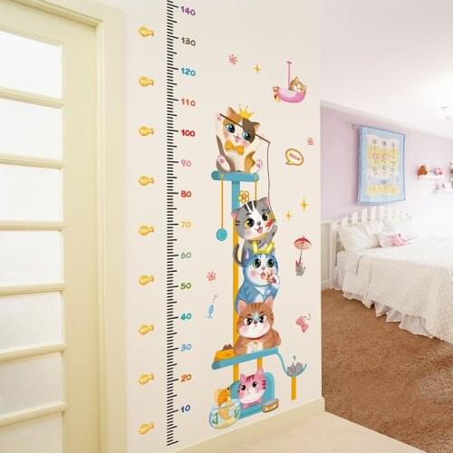 [SHIJUEHEZI] Cats Animals Wall Sticker DIY Height Measure Wall Decals for Kids Room Baby Bedroom Nursery Home Decoration