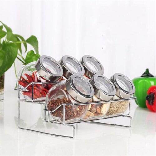 Glass Seasoning Jar 1 Set Household Sealed Cans With Rack Pepper Salt Sugar Box