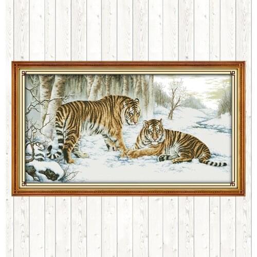 Tiger Chinese Cross Stitch Kits 14CT Printed Fabric 11CT Counted Canvas DIY Handmade Embroidery Sets Cross Stitch Set Needlework