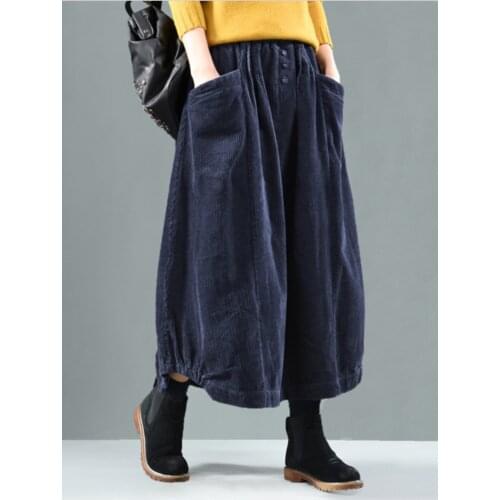 Spring Autumn Skirt Retro Women Elastic Waist Skirt Loose pocket Button Solid color Solid color Casual Ladies Bud Skirt 2019