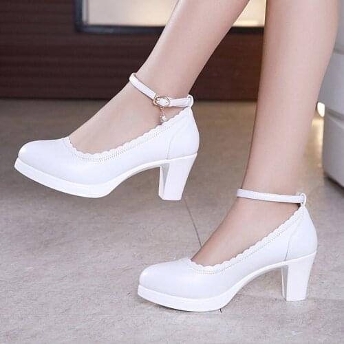 Big Size 32-43 High Heel Platform Shoes Women Spring 2021 Mid Heel Shoes, Wedding Shoes, Office Shoes, Banquet Dance Shoes