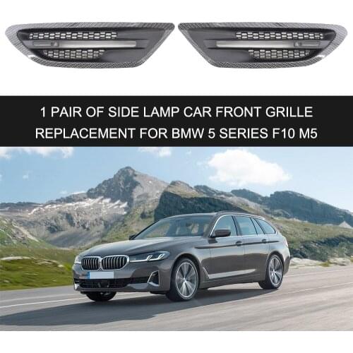 1 Pair Mesh Car Front Side Light Lamp Open Vent Grille Replacement for BMW 5 Series F10 M5 Light Grill Bumper