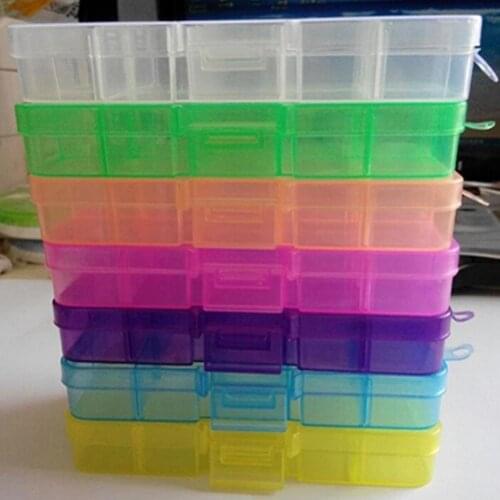 1 Pcs Storage Box Plastic 10 Slots Adjustable Jewelry Storage Box Pill Beads Holder Case Organizer