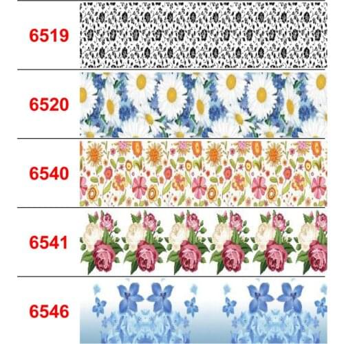 16mm-75mm Retro Flower Series Printed Grosgrain/Foe Ribbon Daisy Butterfly Rose DIY Hair Bowknots Party Decor 50yards/roll