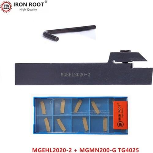 1P MGEHR2020-2 / MGEHL2020-2 Grooving Tool Holder + 10P MGMN200 CNC Carbide Insert Metal Lathe Cutting Turning
