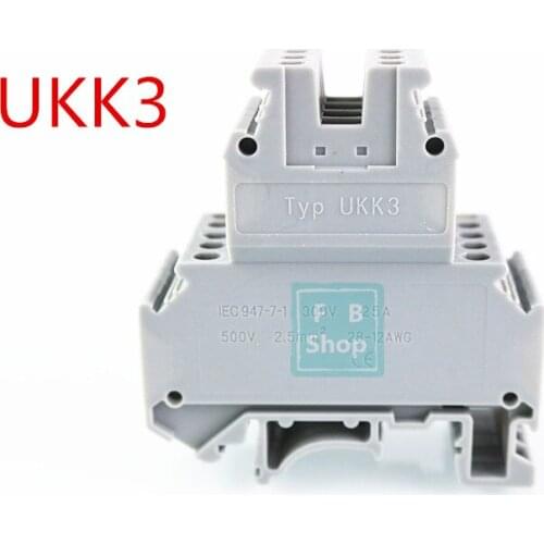 2/5/10PCS UKK3 Combined double layer wiring terminal 2.5mm2 terminal guide rail type small space terminal copper piece UKK3