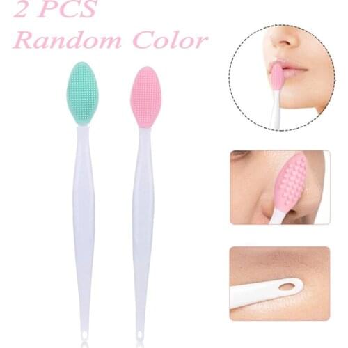 2pcs Lip and Nose Scrub Brush Silicone Exfoliating Lip Brush Double-Sided Soft Lip Nose Exfoliator Scrubber Tool