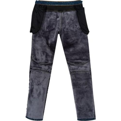 2020 hot models motorcycle riding jeans locomotive fall and winter windproof warm stretch plus cashmere pants men