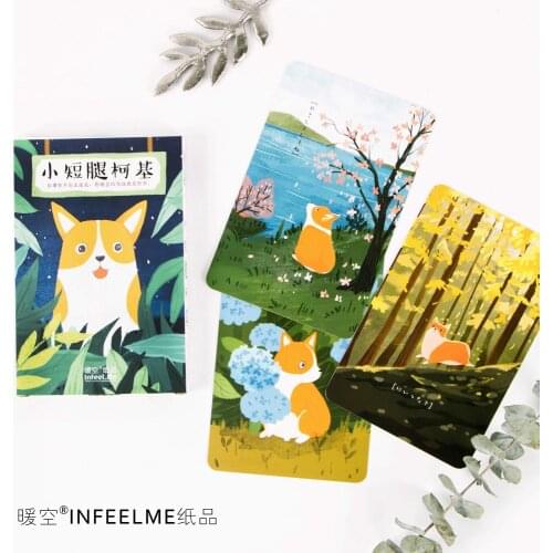 30 sheets/LOT Cute Cartoon Corgi Postcard /Greeting Card/Wish Card/Christmas and New Year gifts