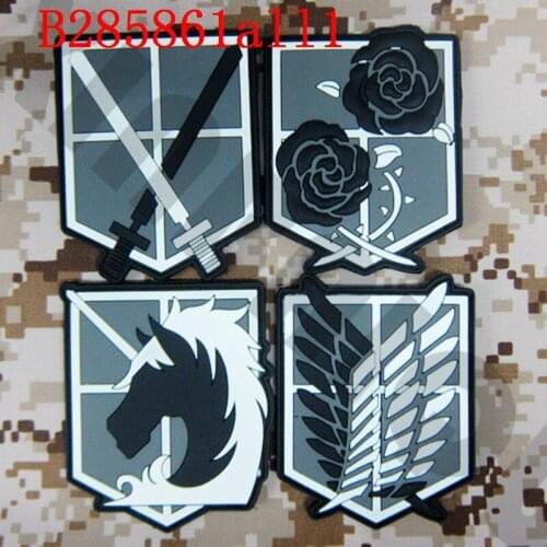 3D PVC patchs cartoon version black background color design Attack on Titan Corp