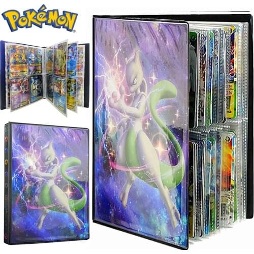4 Pocke Pokemon Flash Album 160 Card Collection Holder Book Playing Game Liver Pokémon Mewtwo Map Binder Folder Kids Toys Gift