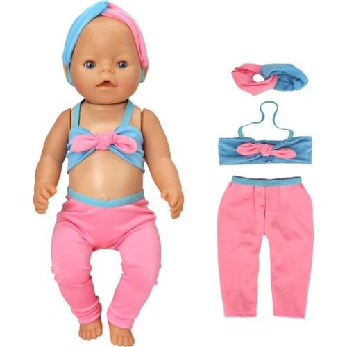 40cm Baby Doll Clothes Summer Pink Bikini For 38 Cm Doll Ropa Y Su Hermanita Accessories