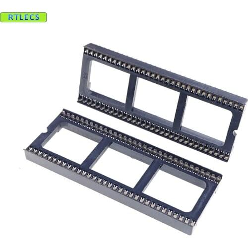 50pcs IC socket 64 Pin 1.778mm Pitch 2 rows with bar Tin plate Vertical DIP Through hole
